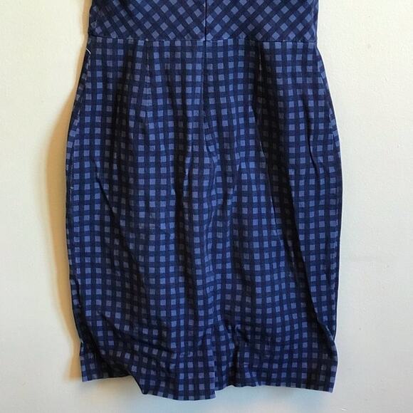 Banana Republic 6 halter mini dress checkered navy blue - Picture 7 of 8